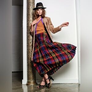 Vintage Wool Plaid Pleated Skirt